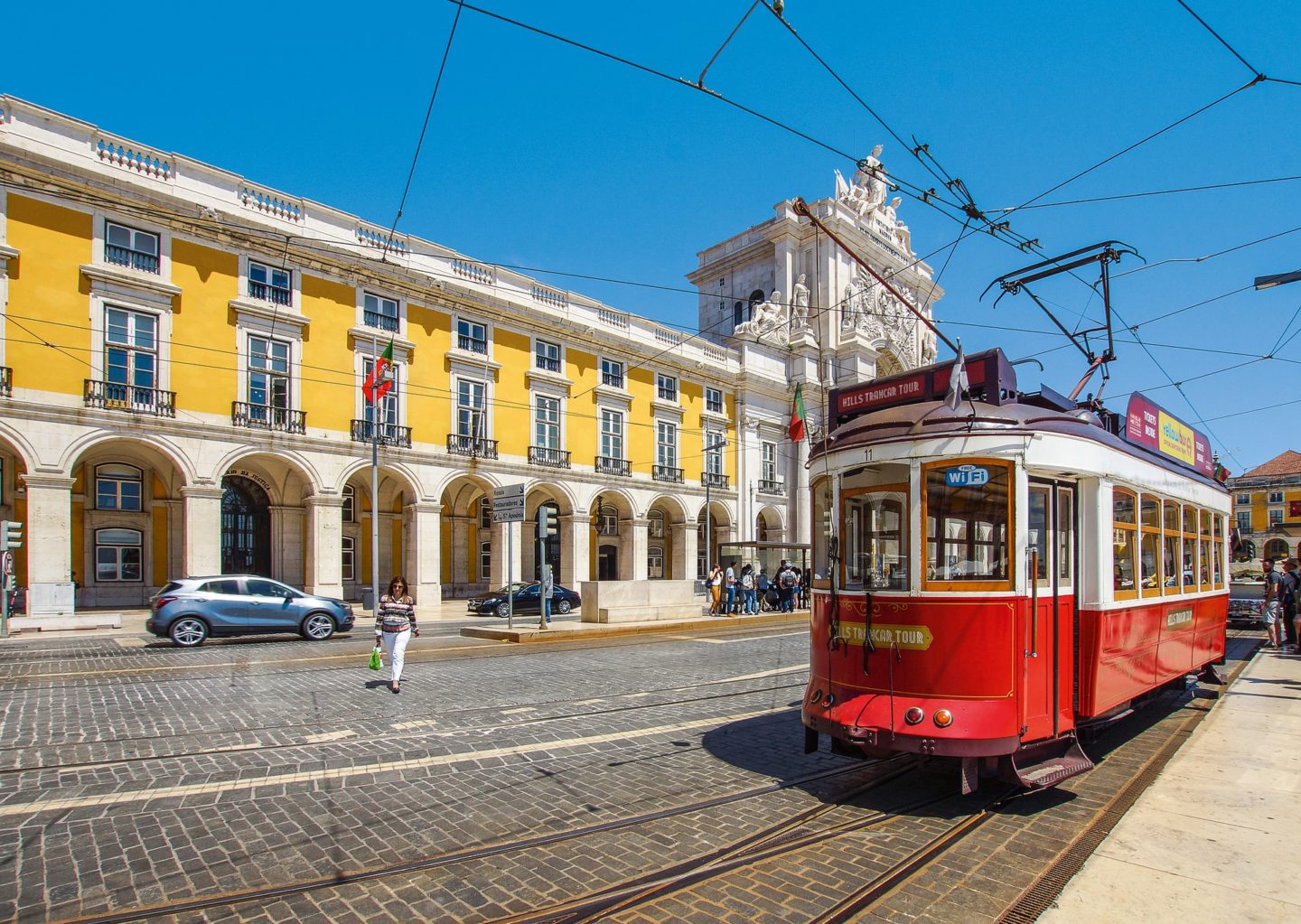 tram in city of lisbon and country of portugal