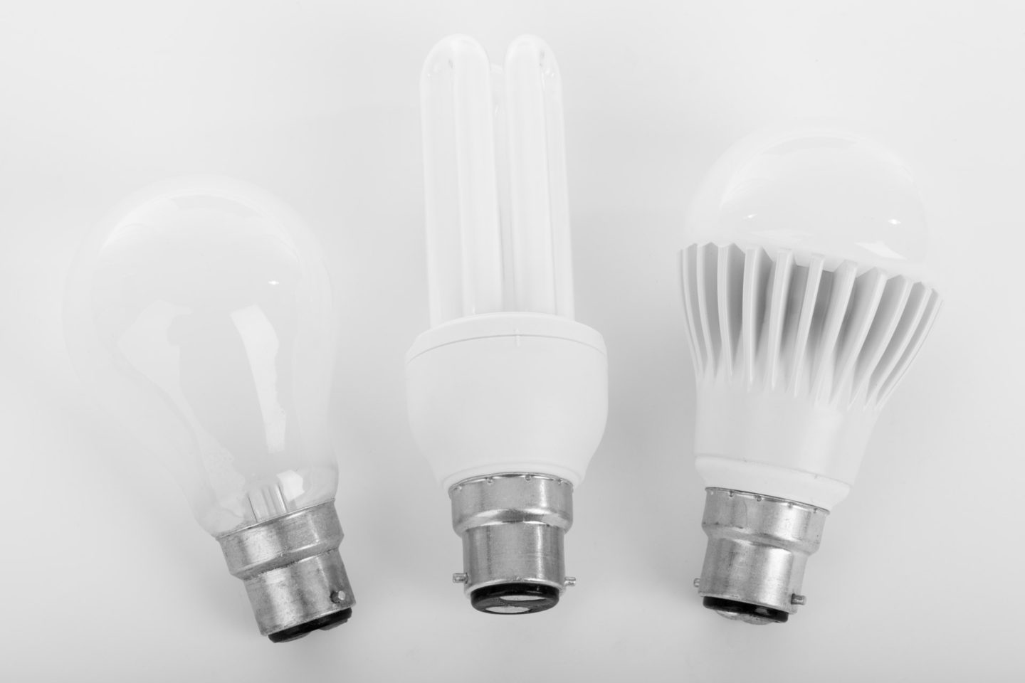 fluorescent incandescent and led light bulbs