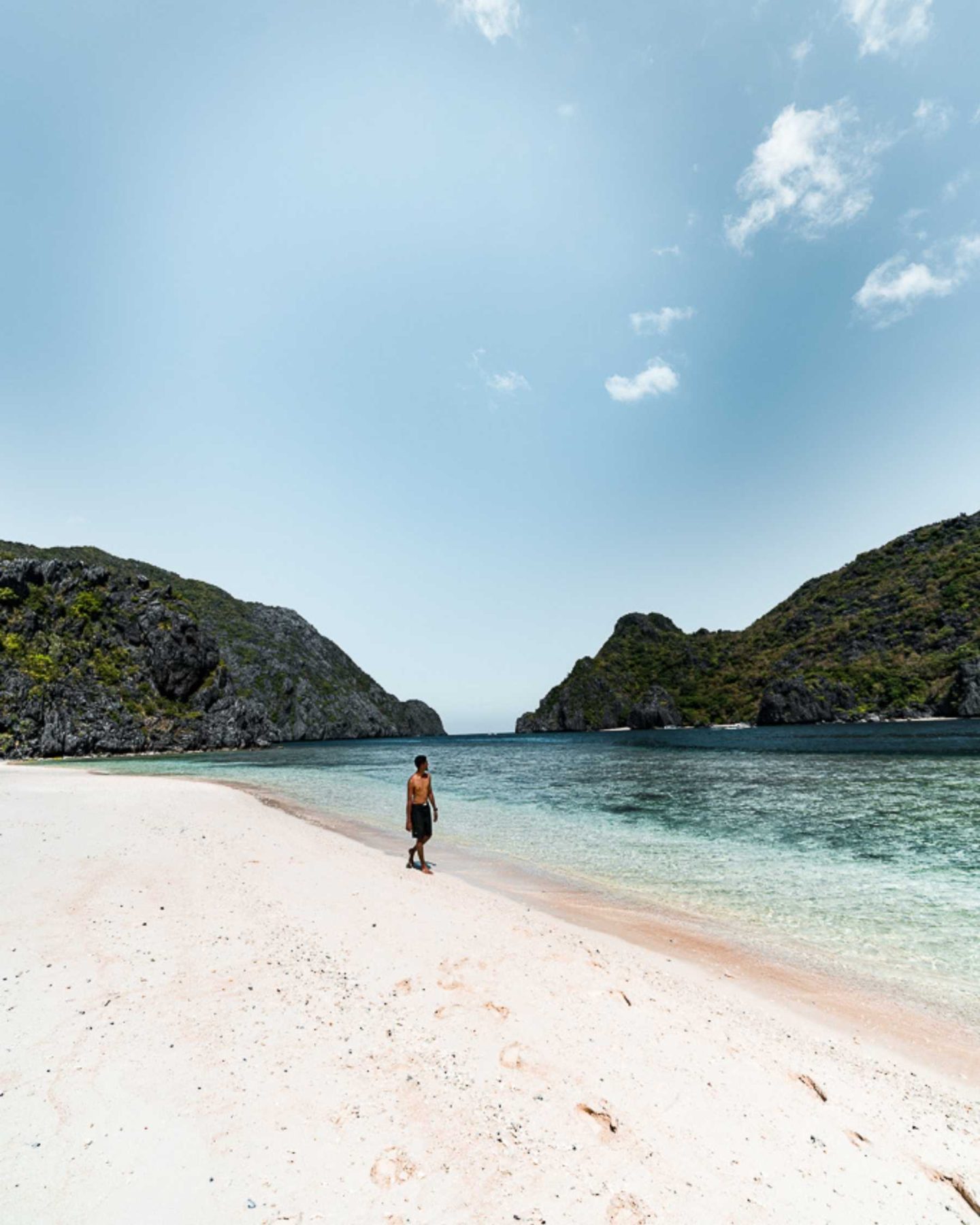 man enjoying the beach in the philippines el nido star beach