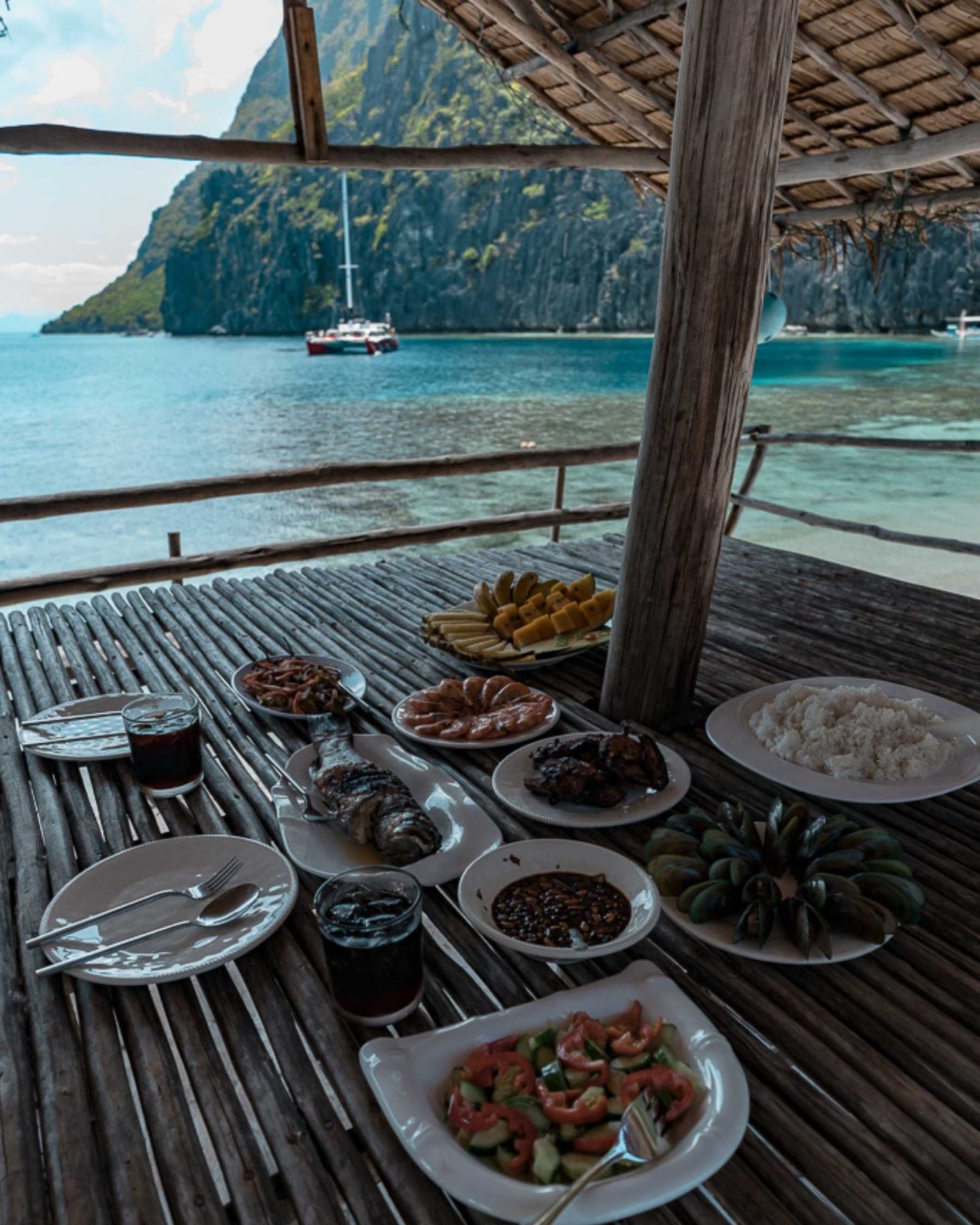 seafood prepared on the table at star beach el nido yachting club