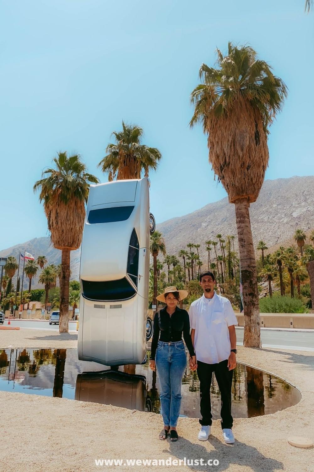 couple standing in palm springs