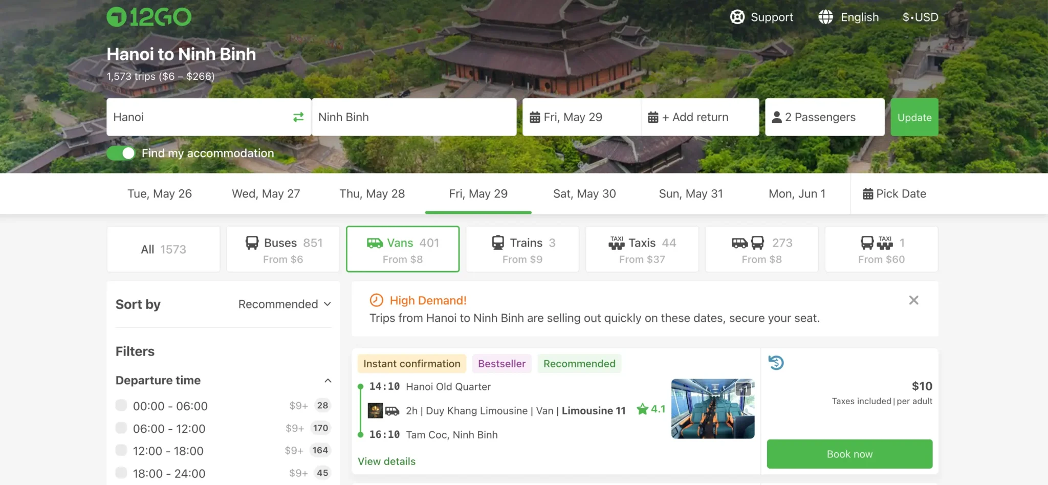 12go hanoi to ninh binh