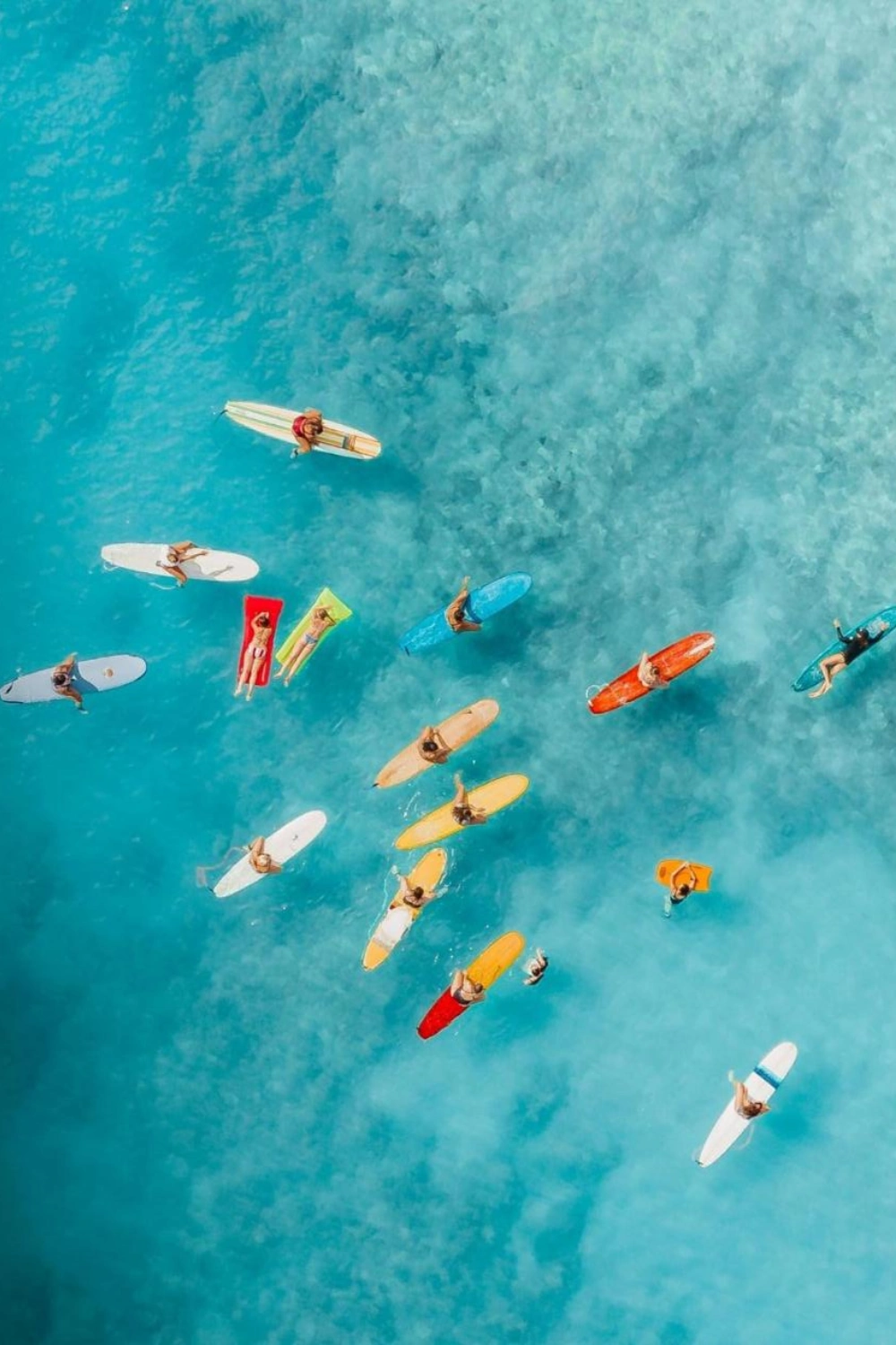 drone shot of blue water in caribbean - st barts